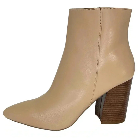 Sugar Evvie Tan Faux Leather Heeled Womens Ankle Boots Size 9M - Picture 3 of 11